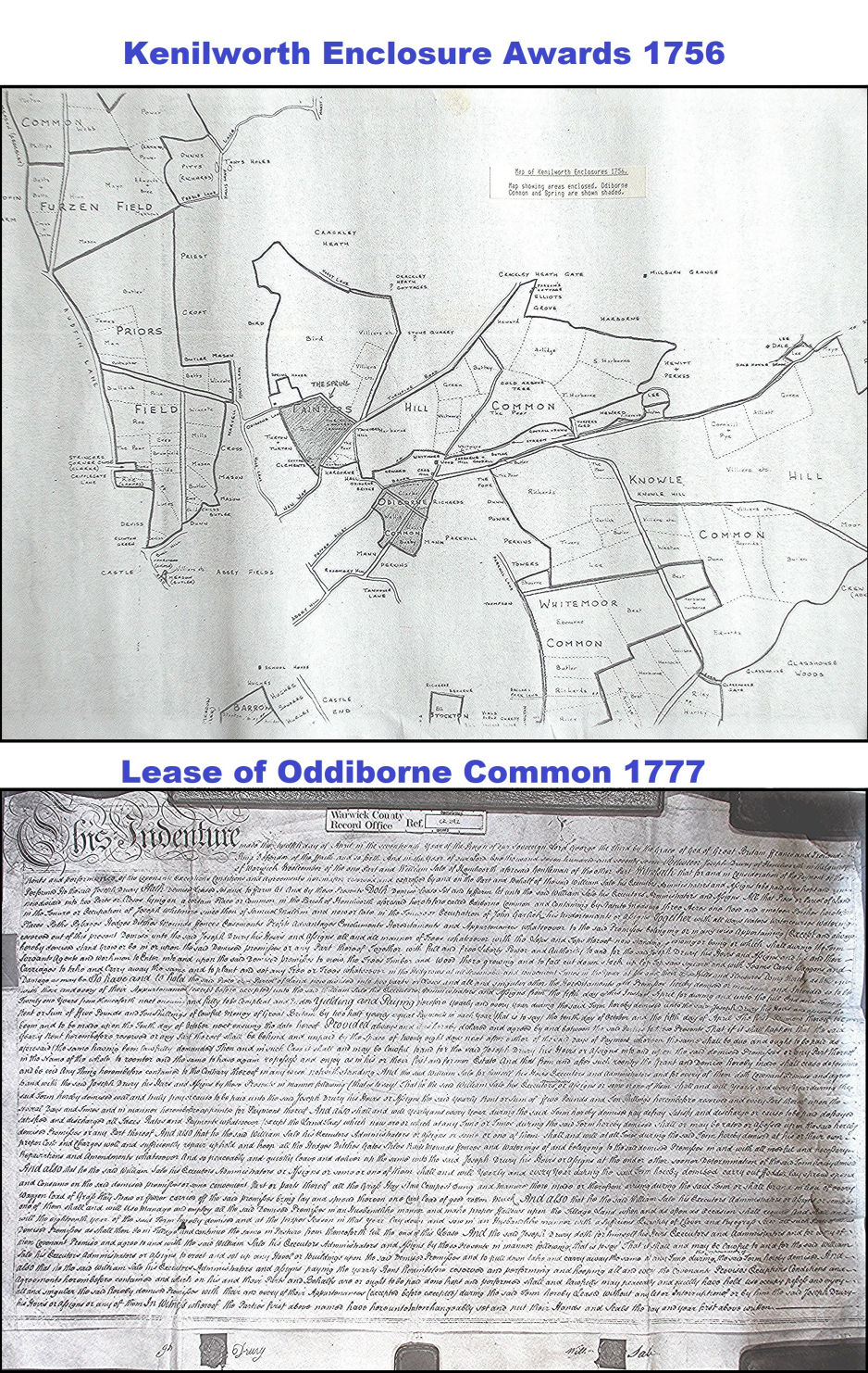 Enclosure Map & Lease of Oddiborne Common